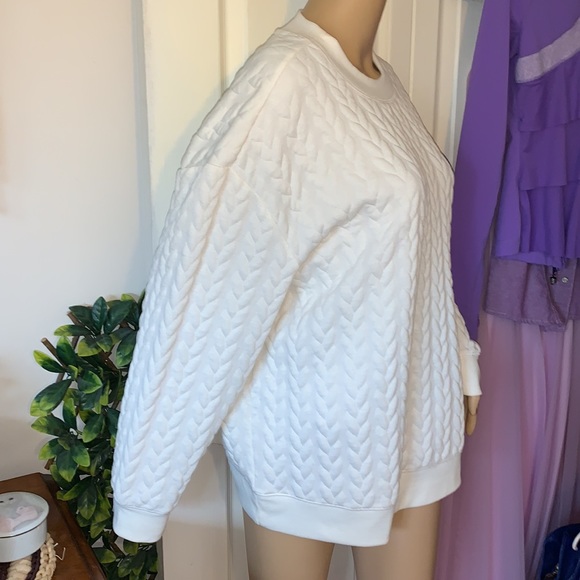 Joe Fresh plus size cream cableknit pullover sweatshirt top 1X new - Picture 7 of 11